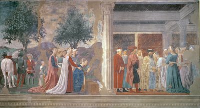 The Queen of Sheba Worshipping the Wood of the True Cross and The Reception of the Queen of Sheba by King Solomon from the Legend of the True Cross cycle by Piero della Francesca